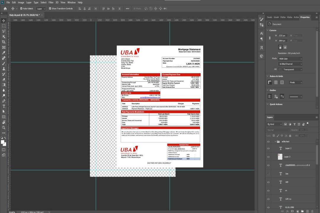 Mozambique United Bank for Africa Relevé hypothécaire du Mozambique Modèle Word et PDF template Mozambique United Bank for Africa Relevé hypothécaire du Mozambique Modèle Word et PDF template